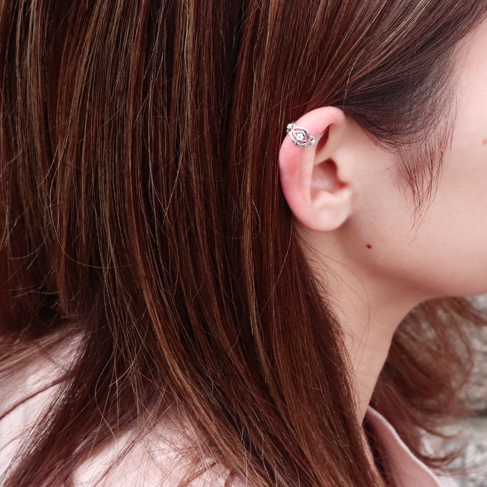 イヤカフ レディース ノンホールピアス ひし形 軟骨 女性 K10 K18 PT900 選べる誕生石 天然石 Ear Cuff 重ね付け イヤーカフ 菱形 片耳用