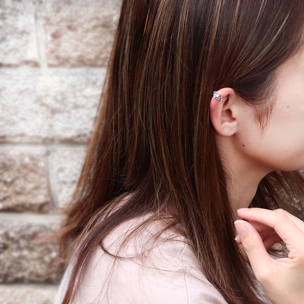イヤカフ レディース ノンホールピアス ひし形 軟骨 女性 K10 K18 PT900 選べる誕生石 天然石 Ear Cuff 重ね付け イヤーカフ 菱形 片耳用