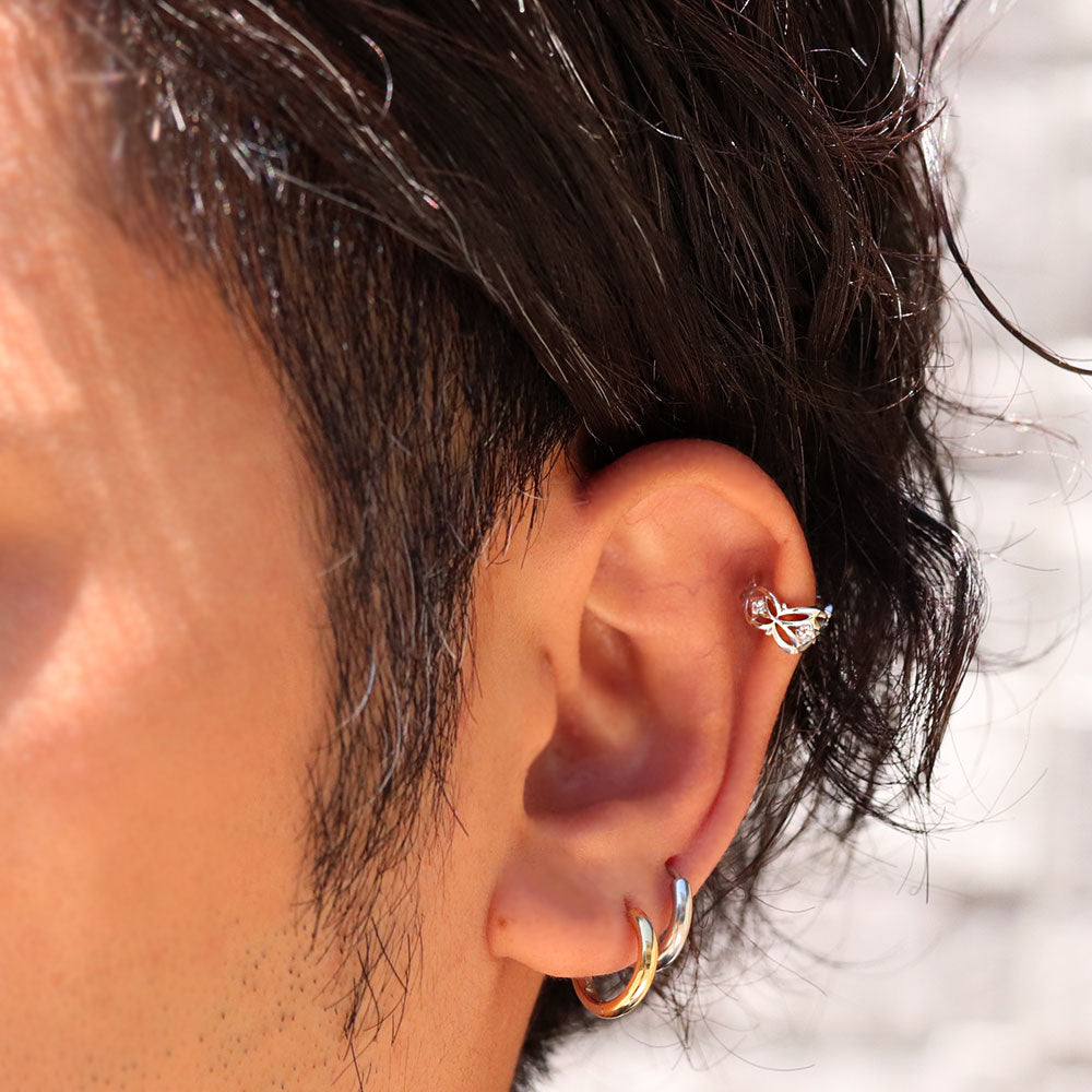イヤカフ レディース ノンホールピアス ひし形 軟骨 女性 K10 K18 PT900 選べる誕生石 天然石 Ear Cuff 重ね付け イヤーカフ 菱形 片耳用