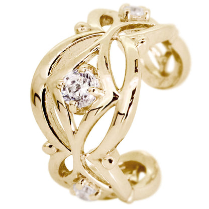 イヤカフ レディース ノンホールピアス ひし形 軟骨 女性 K10 K18 PT900 選べる誕生石 天然石 Ear Cuff 重ね付け イヤーカフ 菱形 片耳用