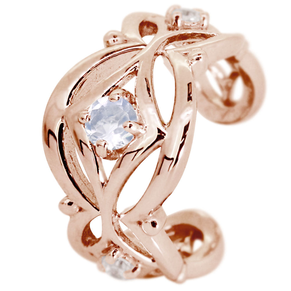 イヤカフ レディース ノンホールピアス ひし形 軟骨 女性 K10 K18 PT900 選べる誕生石 天然石 Ear Cuff 重ね付け イヤーカフ 菱形 片耳用