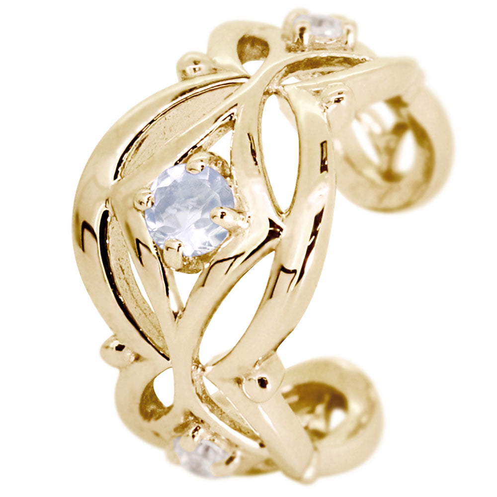 イヤカフ レディース ノンホールピアス ひし形 軟骨 女性 K10 K18 PT900 選べる誕生石 天然石 Ear Cuff 重ね付け イヤーカフ 菱形 片耳用