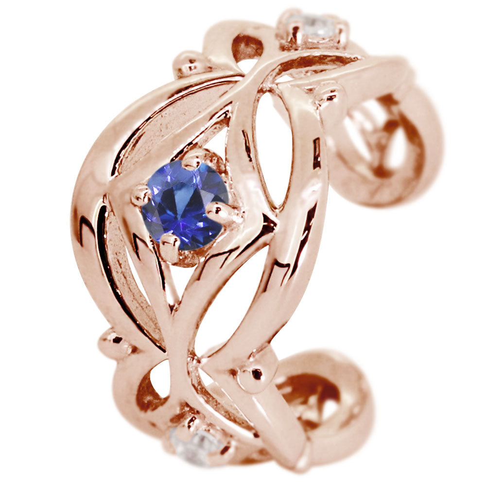 イヤカフ レディース ノンホールピアス ひし形 軟骨 女性 K10 K18 PT900 選べる誕生石 天然石 Ear Cuff 重ね付け イヤーカフ 菱形 片耳用