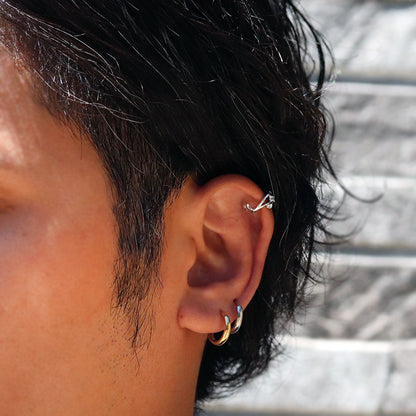 イヤカフ ノンホールピアス メンズ 軟骨 男性 k10 k18 pt900 選べる誕生石 天然石 ひねり 重ね付け イヤーカフ 透かし 大ぶり 片耳用