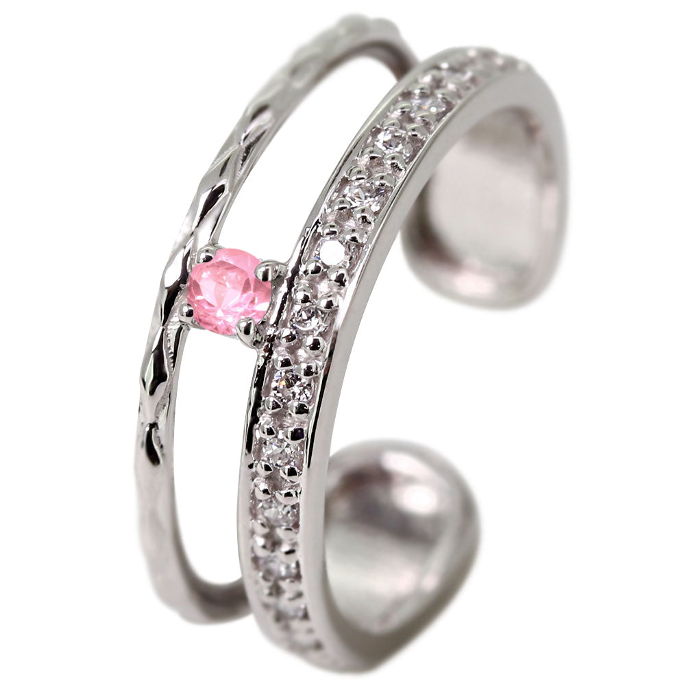 イヤーカフ レディース 2連 大ぶり ラインストーン ティアラ Ear Cuff tiara 選べる誕生石 天然石 10金 18金 プラチナ シルバー 片耳用 ノンホールピアス
