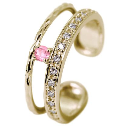 イヤーカフ レディース 2連 大ぶり ラインストーン ティアラ Ear Cuff tiara 選べる誕生石 天然石 10金 18金 プラチナ シルバー 片耳用 ノンホールピアス