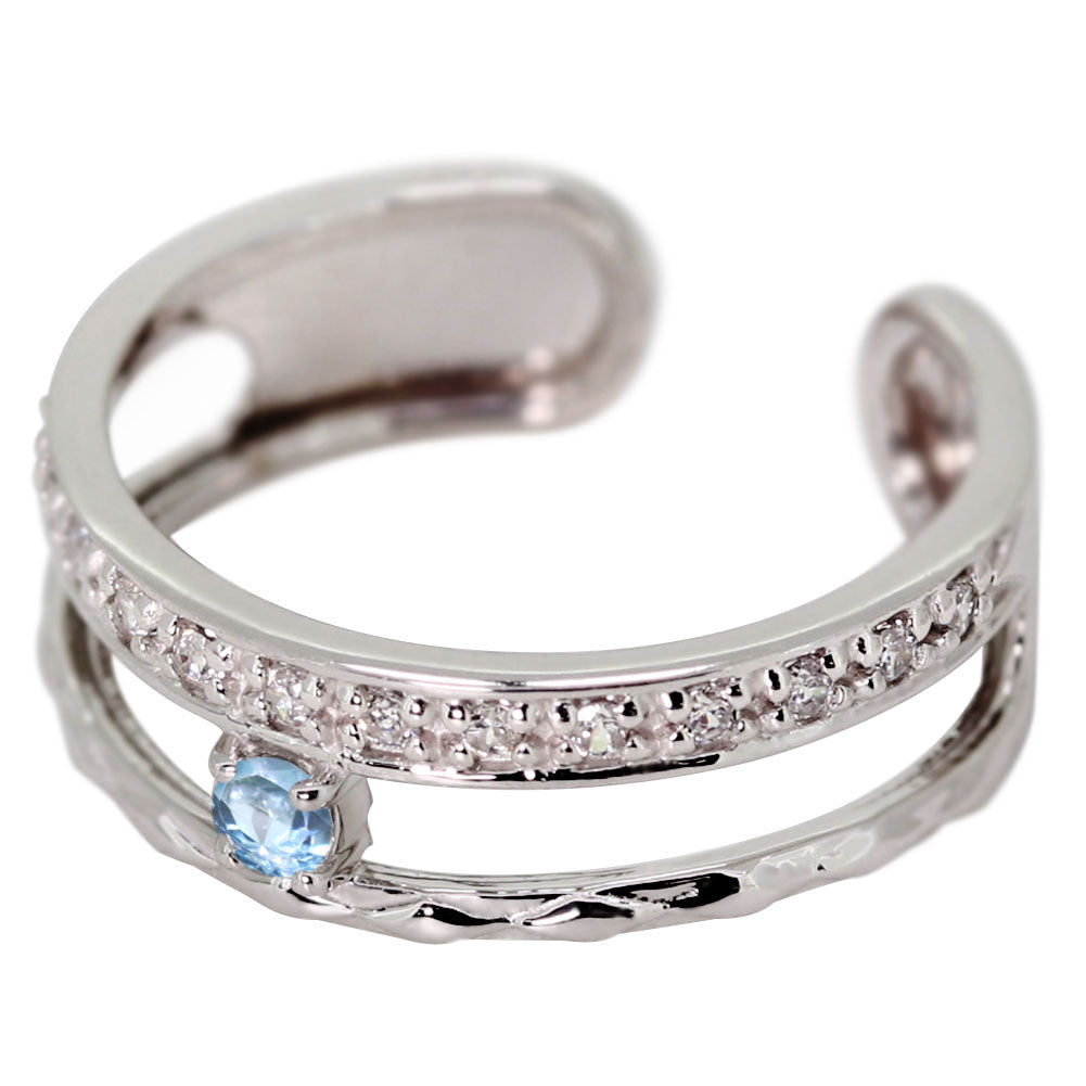イヤーカフ レディース 2連 大ぶり ラインストーン ティアラ Ear Cuff tiara 選べる誕生石 天然石 10金 18金 プラチナ シルバー 片耳用 ノンホールピアス