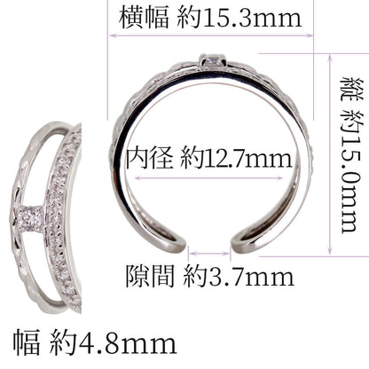 イヤーカフ レディース 2連 大ぶり ラインストーン ティアラ Ear Cuff tiara 選べる誕生石 天然石 10金 18金 プラチナ シルバー 片耳用 ノンホールピアス