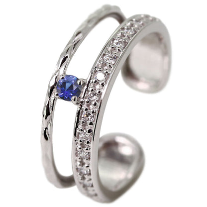 イヤーカフ レディース 2連 大ぶり ラインストーン ティアラ Ear Cuff tiara 選べる誕生石 天然石 10金 18金 プラチナ シルバー 片耳用 ノンホールピアス