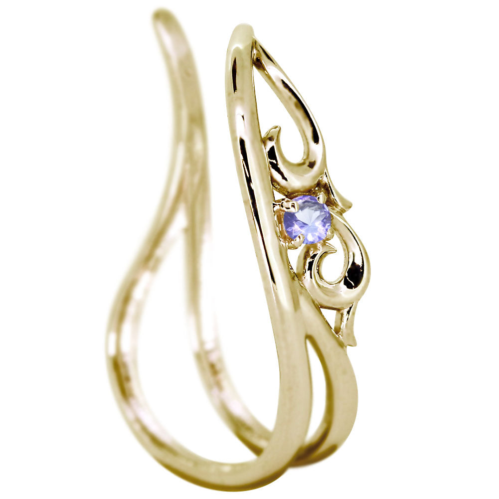アラベスク 大ぶり Ear Cuff イヤーカフ レディース 一粒 選べる誕生石 天然石 K10 K18 PT900 SV925 唐草 2連 イヤリング 片耳用 earrings