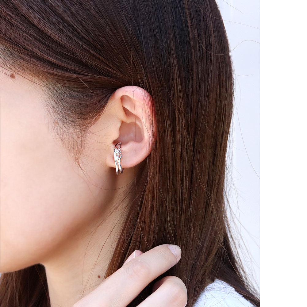 アラベスク 大ぶり Ear Cuff イヤーカフ レディース 一粒 選べる誕生石 天然石 K10 K18 PT900 SV925 唐草 2連 イヤリング 片耳用 earrings