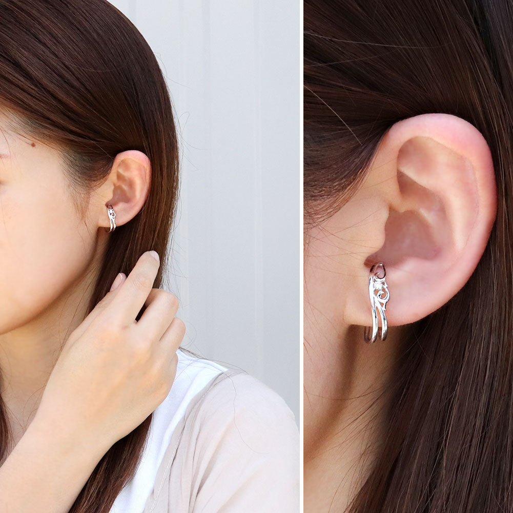 アラベスク 大ぶり Ear Cuff イヤーカフ レディース 一粒 選べる誕生石 天然石 K10 K18 PT900 SV925 唐草 2連 イヤリング 片耳用 earrings