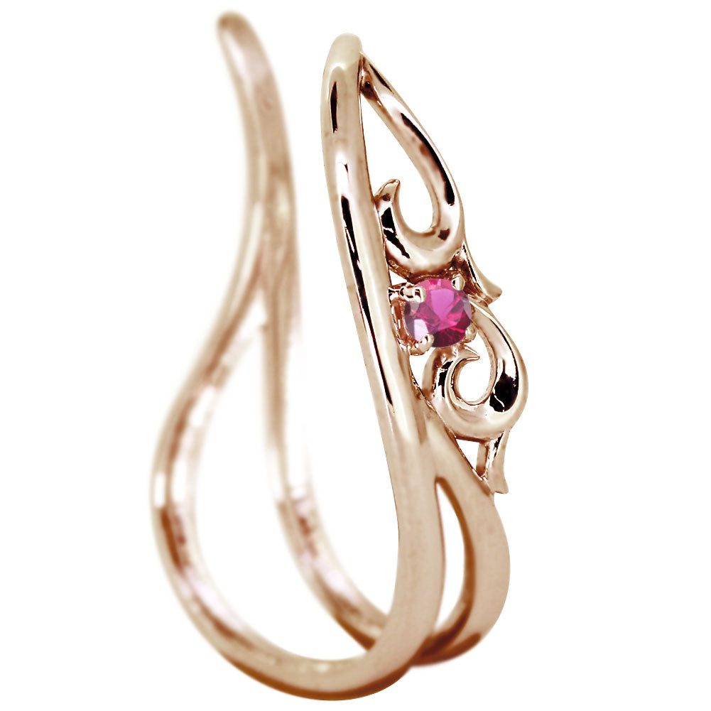 アラベスク 大ぶり Ear Cuff イヤーカフ レディース 一粒 選べる誕生石 天然石 K10 K18 PT900 SV925 唐草 2連 イヤリング 片耳用 earrings
