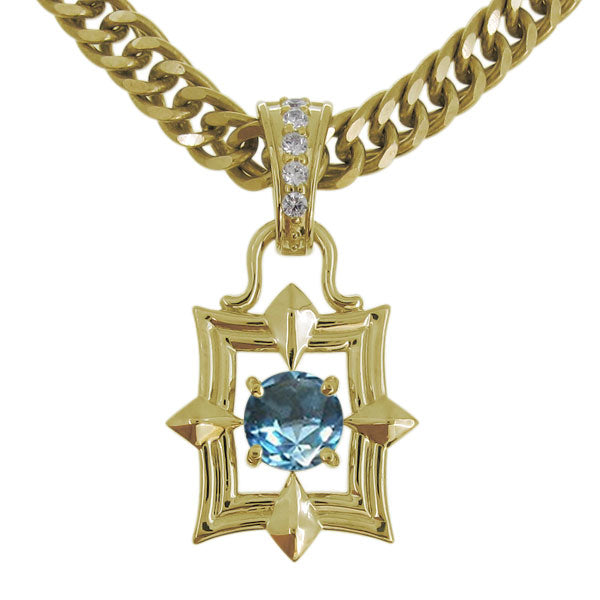 メンズ ペンダント 喜平チェーン スクエア 大粒 天然石 選べる誕生石 mens pendant necklace square diamond 四角 ネックレス K10 K18 PT900 SV925