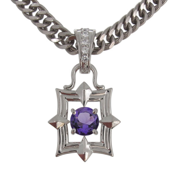 メンズ ペンダント 喜平チェーン スクエア 大粒 天然石 選べる誕生石 mens pendant necklace square diamond 四角 ネックレス K10 K18 PT900 SV925