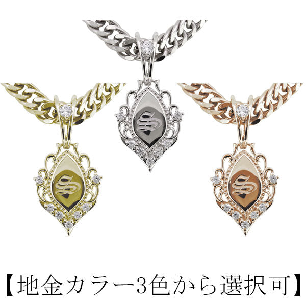 プラチナ ペンダント メンズ 喜平 イニシャル ネックレス ダイヤモンド k10 k18 pt900 sv925 天然石 選べる誕生石 アラベスク