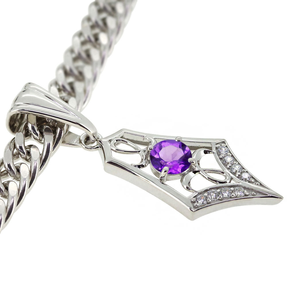 メンズ ペンダント キヘイ 50g用 10金 18金 プラチナ シルバー 選べる誕生石 大粒 天然石 Pendant Rhinestone 喜平チェーン ネックレス ラインストーン ダイヤモンド