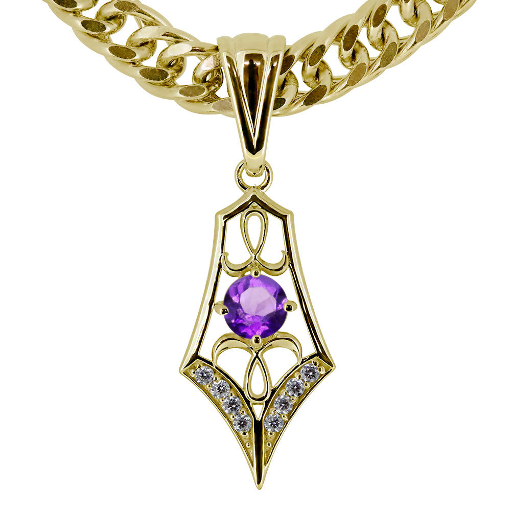メンズ ペンダント キヘイ 50g用 10金 18金 プラチナ シルバー 選べる誕生石 大粒 天然石 Pendant Rhinestone 喜平チェーン ネックレス ラインストーン ダイヤモンド