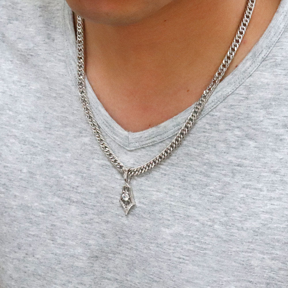 メンズ ペンダント キヘイ 50g用 10金 18金 プラチナ シルバー 選べる誕生石 大粒 天然石 Pendant Rhinestone 喜平チェーン ネックレス ラインストーン ダイヤモンド