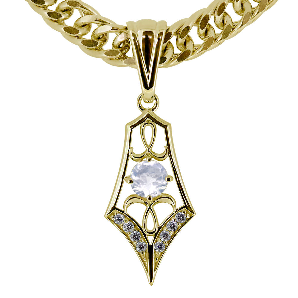メンズ ペンダント キヘイ 50g用 10金 18金 プラチナ シルバー 選べる誕生石 大粒 天然石 Pendant Rhinestone 喜平チェーン ネックレス ラインストーン ダイヤモンド