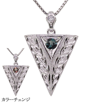 ネックレス トライアングル メンズ k10 k18 pt900 sv925 誕生石 三角形 彫金 手彫り 天然石 洋彫り 選べる誕生石