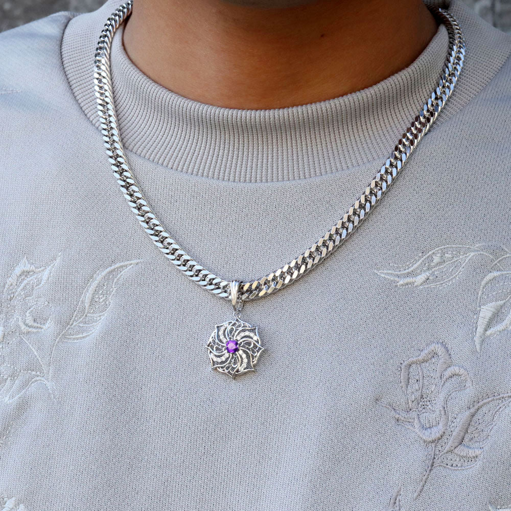 メンズ ペンダント 大粒 喜平100g用 唐草 選べる誕生石 ラインストーン ダイヤモンド Pendant K10 K18 PT900 SV925 ネックレス 天然石 アラベスク Necklace