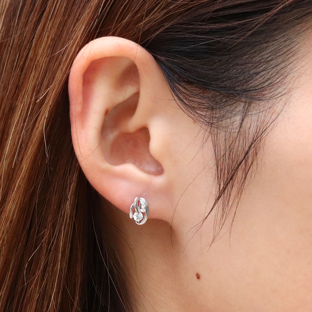 ピアス 小さめ レディース 選べる誕生石 ダブルライン 10k 18k pt900 sv 両耳 スタッドピアス 人気 女性 普段使い ダイヤモンド