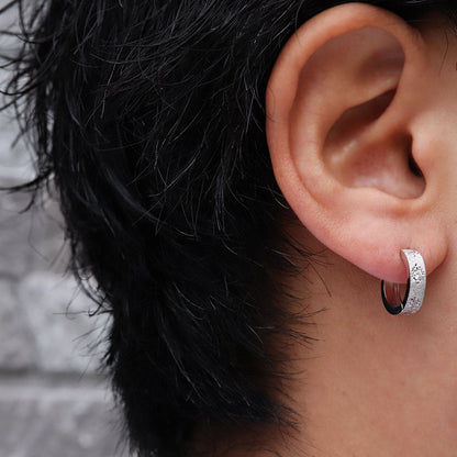 フープピアス メンズ ピアス 選べる誕生石 中折れ フープ 洋彫り 片耳 キャッチレス 彫り 天然石 k10 k18 pt900 sv925