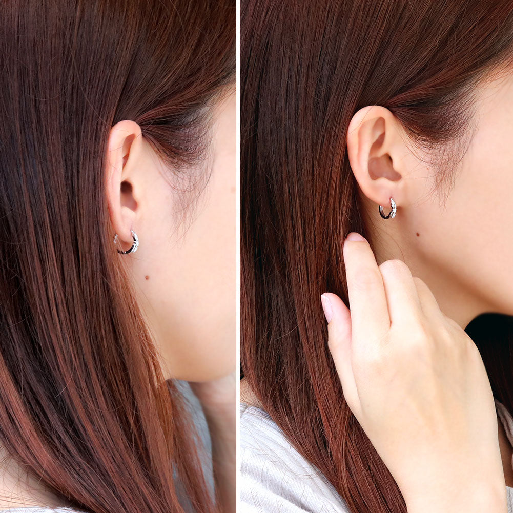 レディース フープピアス クロス 交差 選べる誕生石 k10 k18 pt900 sv925 天然石 中折れ式 両耳 Ladies Hoop Pierce Croee 