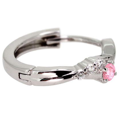 中折れ式 フープピアス レディース クロスライン 選べる誕生石 天然石 交差 X 両耳 Ladies Hoop Pierce Croee 10金 18金 プラチナ シルバー