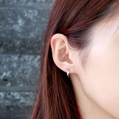中折れ式 フープピアス レディース クロスライン 選べる誕生石 天然石 交差 X 両耳 Ladies Hoop Pierce Croee 10金 18金 プラチナ シルバー