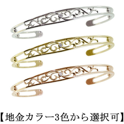 バングル メンズ トライバル 透かし 選べる誕生石 一粒 アラベスク 天然石 ブレスレット 地金 k10 k18 pt900 sv925 メンズブレスレット
