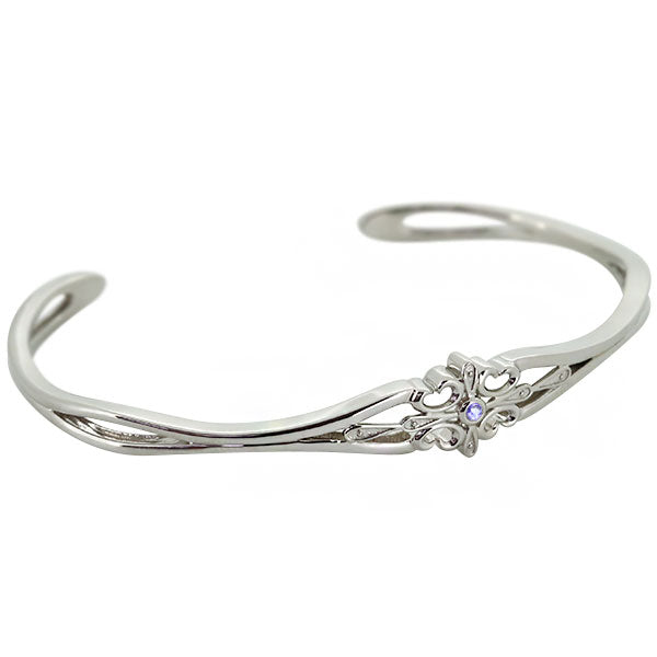 クロス バングル メンズ 透かし 十字架 選べる誕生石 一粒 天然石 Mens Bangle Cross Birthstone 細め メンズブレス 10金 18金 プラチナ シルバー