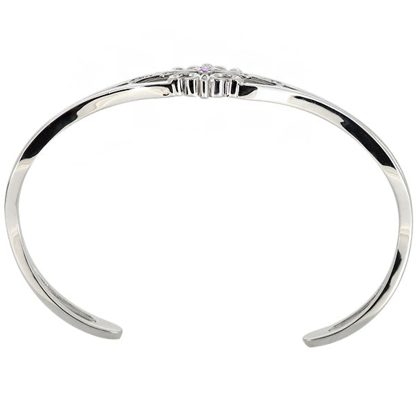 クロス バングル メンズ 透かし 十字架 選べる誕生石 一粒 天然石 Mens Bangle Cross Birthstone 細め メンズブレス 10金 18金 プラチナ シルバー