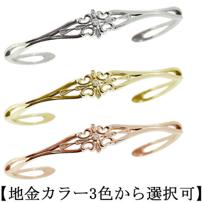 クロス バングル メンズ 透かし 十字架 選べる誕生石 一粒 天然石 Mens Bangle Cross Birthstone 細め メンズブレス 10金 18金 プラチナ シルバー