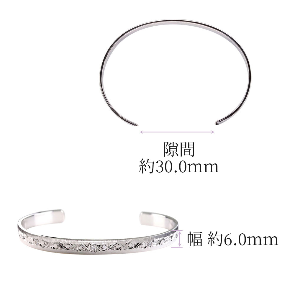 バングル ペア 2個セットプラチナ  唐草 彫金 手彫り 誕生石 選べる k10 k18 sv925 カップル 夫婦 お揃い プレゼント ペアバングル (品番 mpb-0083-a-pair)