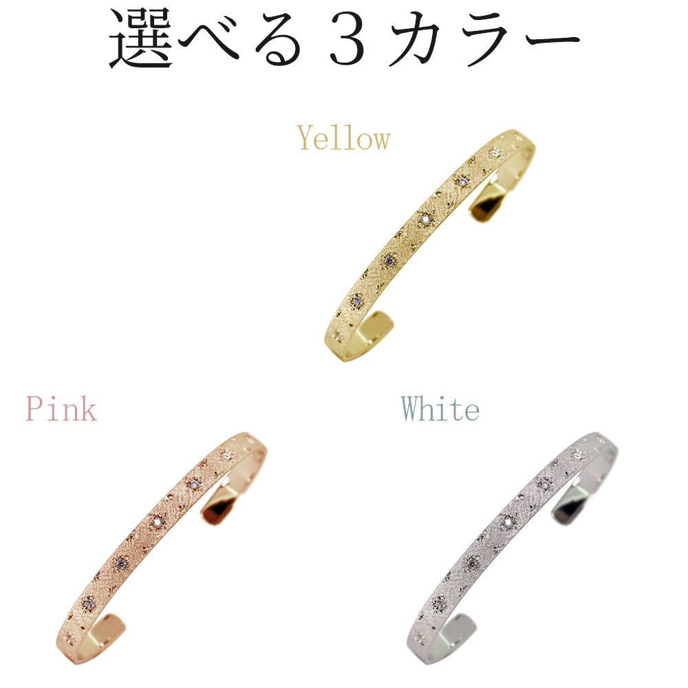 バングル メンズ  彫金 選べる誕生石 彫り留め 天然石 10金 18金 プラチナ シルバー ブレスレット 手彫り 地金 あらし ペア 