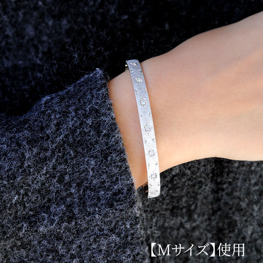 バングル レディース  彫金 選べる誕生石 彫り留め 天然石 10金 18金 プラチナ シルバー ブレスレット 手彫り 地金 あらし ペア 
