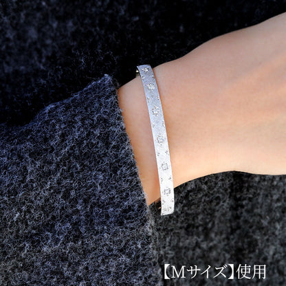 バングル レディース  彫金 選べる誕生石 彫り留め 天然石 10金 18金 プラチナ シルバー ブレスレット 手彫り 地金 あらし ペア 